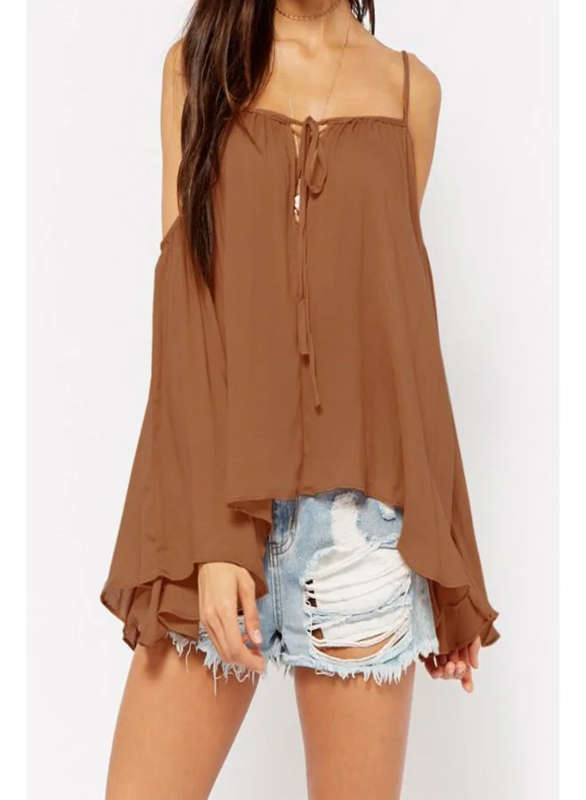 FOREVER 21 Peasant Neck Kaftan Top Blush