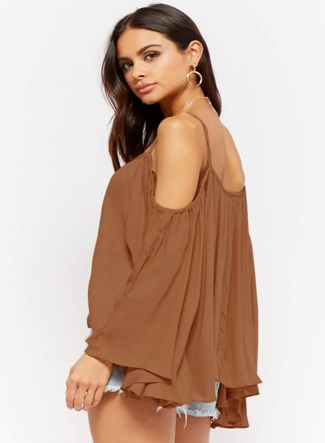 FOREVER 21 Peasant Neck Kaftan Top Blush