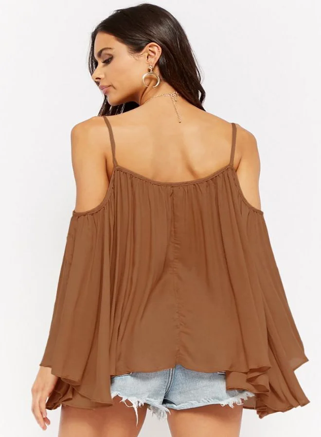 FOREVER 21 Peasant Neck Kaftan Top Blush