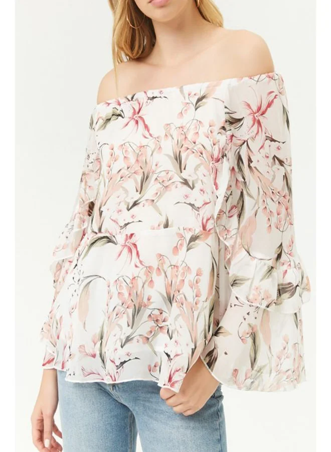 FOREVER 21 Woven Long Sleeves Polyester Top Multicolour