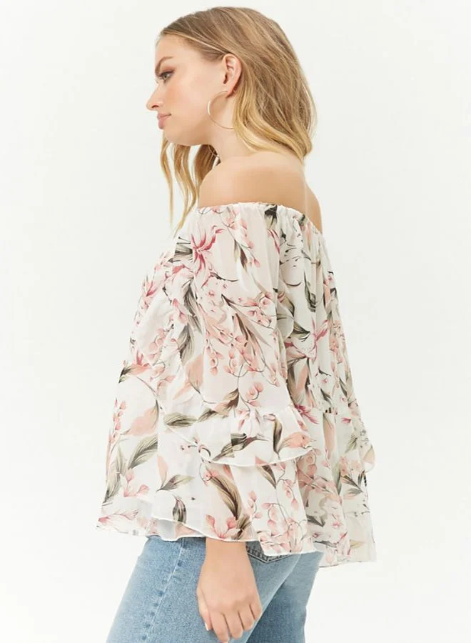 FOREVER 21 Woven Long Sleeves Polyester Top Multicolour