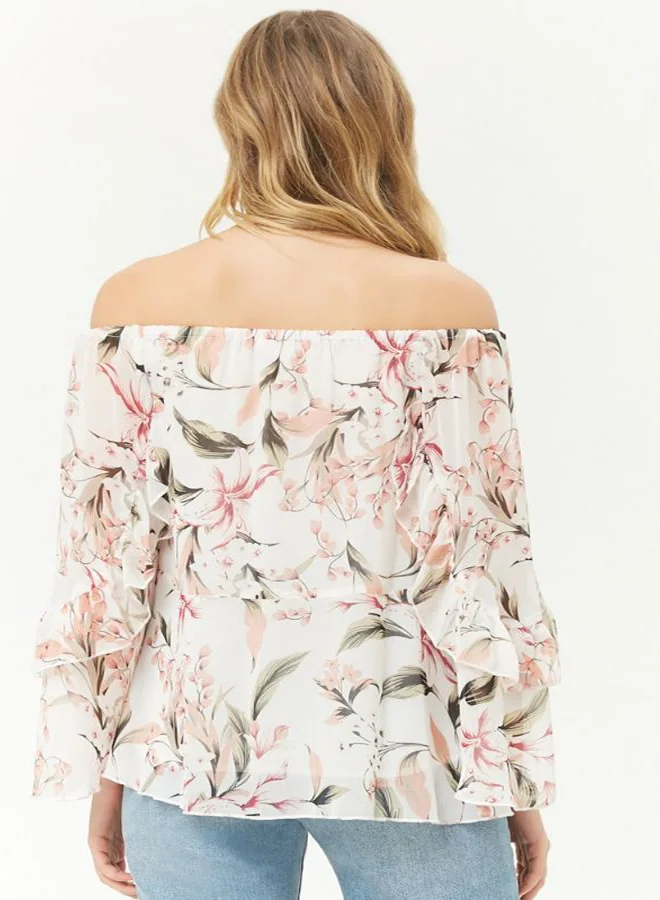 FOREVER 21 Woven Long Sleeves Polyester Top Multicolour