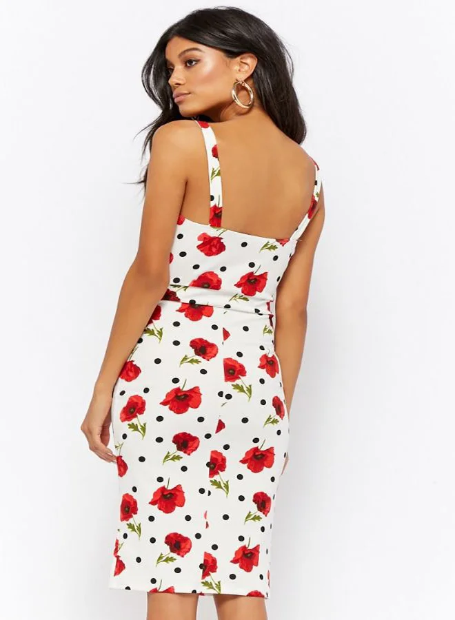 FOREVER 21 Floral Tie-Front Dress Multicolour
