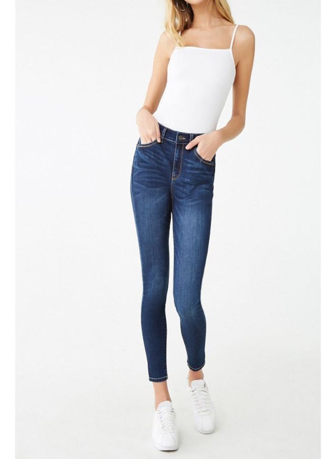 FOREVER 21 - Skinny Long Jeans Dark Denim - Image 1