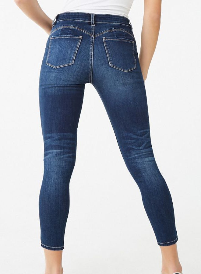 FOREVER 21 - Skinny Long Jeans Dark Denim - Image 1