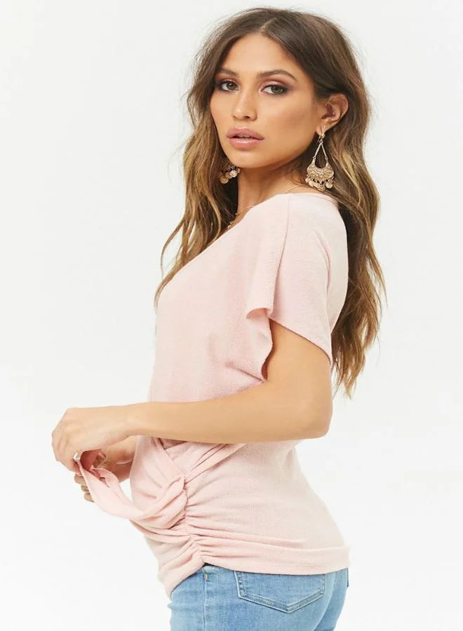 FOREVER 21 Knit Short Sleeve Blouse Rose