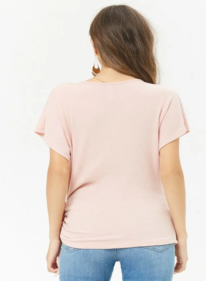 FOREVER 21 Knit Short Sleeve Blouse Rose