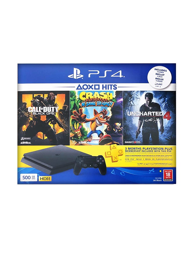Sony - PlayStation 4 Slim 500GB Console With Controller And 3 Games (Uncharted 4 + Crash Bandicoot N Sane Trilogy + Call Of Duty:Black OPS 4) And 3 Months PlayStation Plus Membership - Image 1
