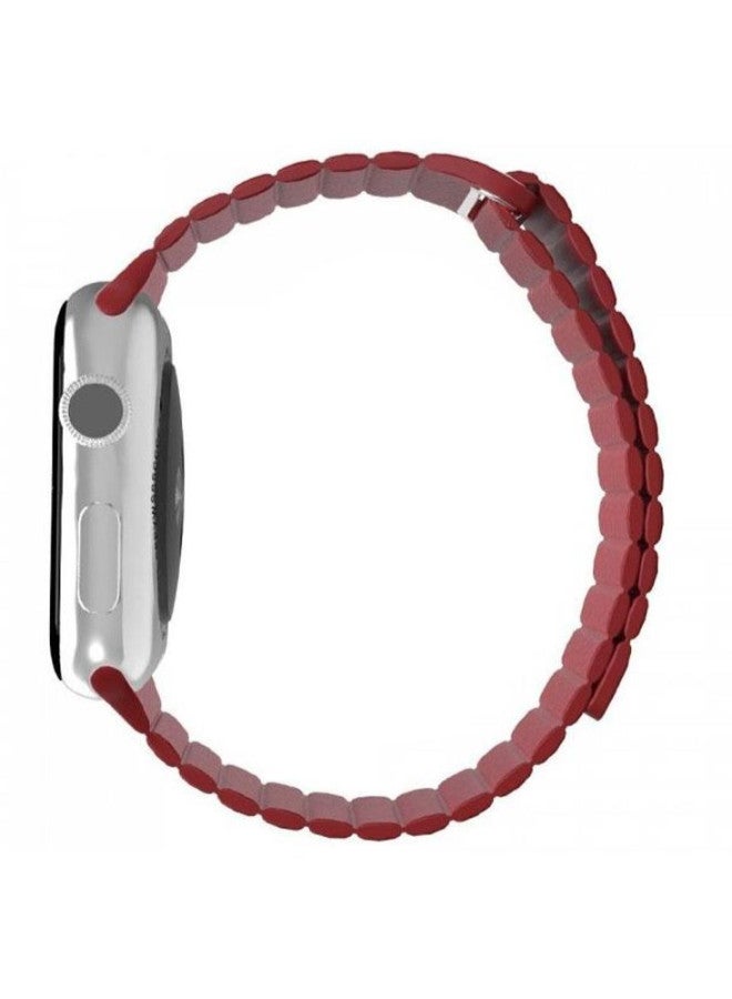 Generic - Leather Loop Band with Adjustable Magnetic Closure For Apple Watch Red - Image 1