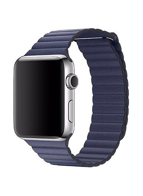 Leather Adjustable Wrist Loop Band Strap For Apple Watch Blue