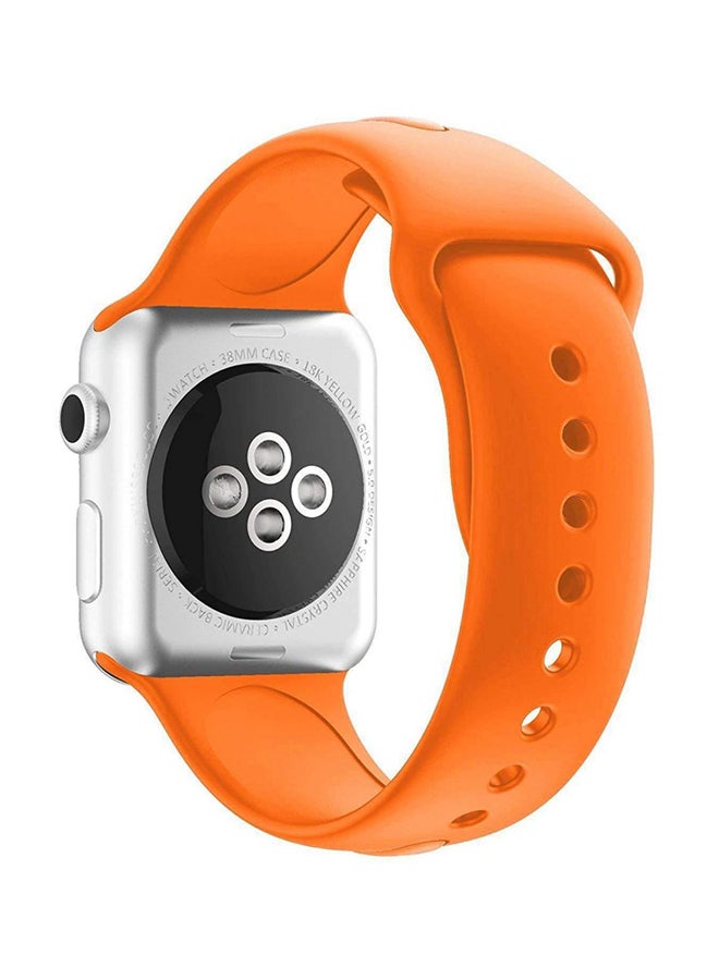 سوار بديل مرن مصنوع من السيليكون لساعة يد أبل سيريز 1 و2 و3 برتقالي