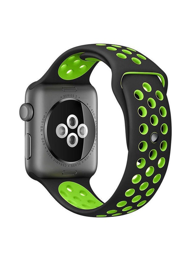 Generic - Replacement Band For apple watch series 6, 5, 4, 3, 2, 1, SE Sport Edition 42mm and 44mm Black/Green - Image 1