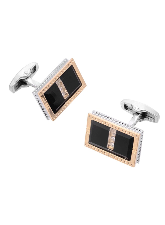 Round Inset Crystal Shirt Cufflinks - Image 3