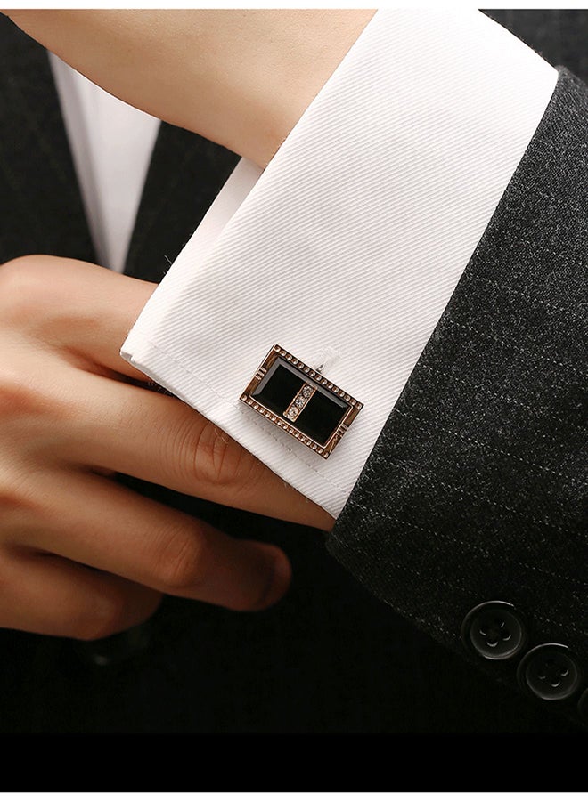 Round Inset Crystal Shirt Cufflinks - Image 2
