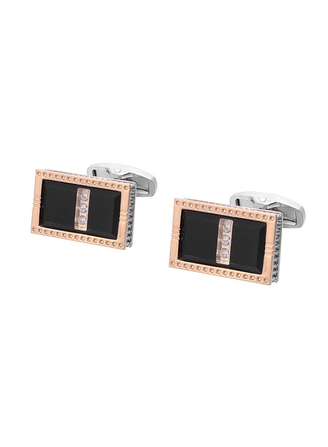 Round Inset Crystal Shirt Cufflinks - Image 4