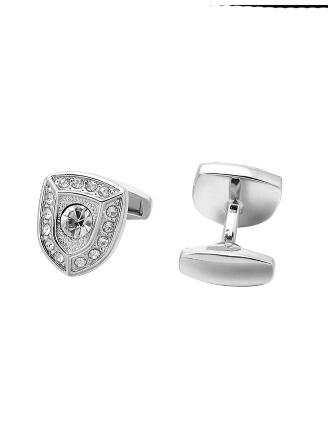 European And American Silver Shield Shirt Cufflinks  - Image 4