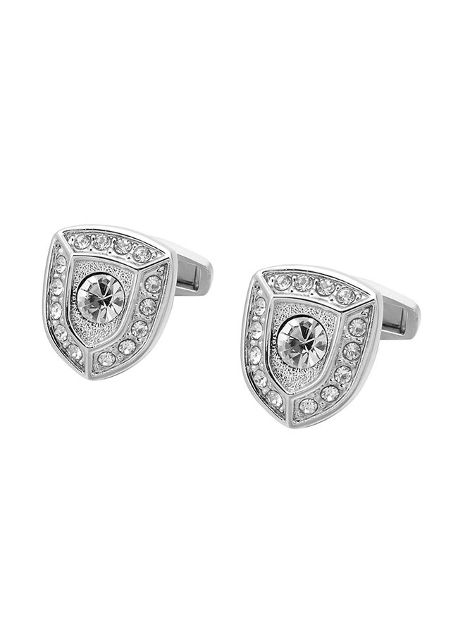 European And American Silver Shield Shirt Cufflinks  - Image 1