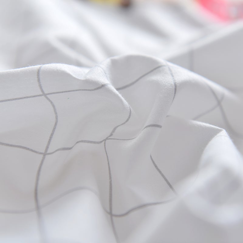 Beauenty 4-Piece Bedding Set combination White/Red/Brown Quilt Cover 200x230 cm, Pillow Cover 48x74 cm, Fitted Sheet 230x230cm - Image 5