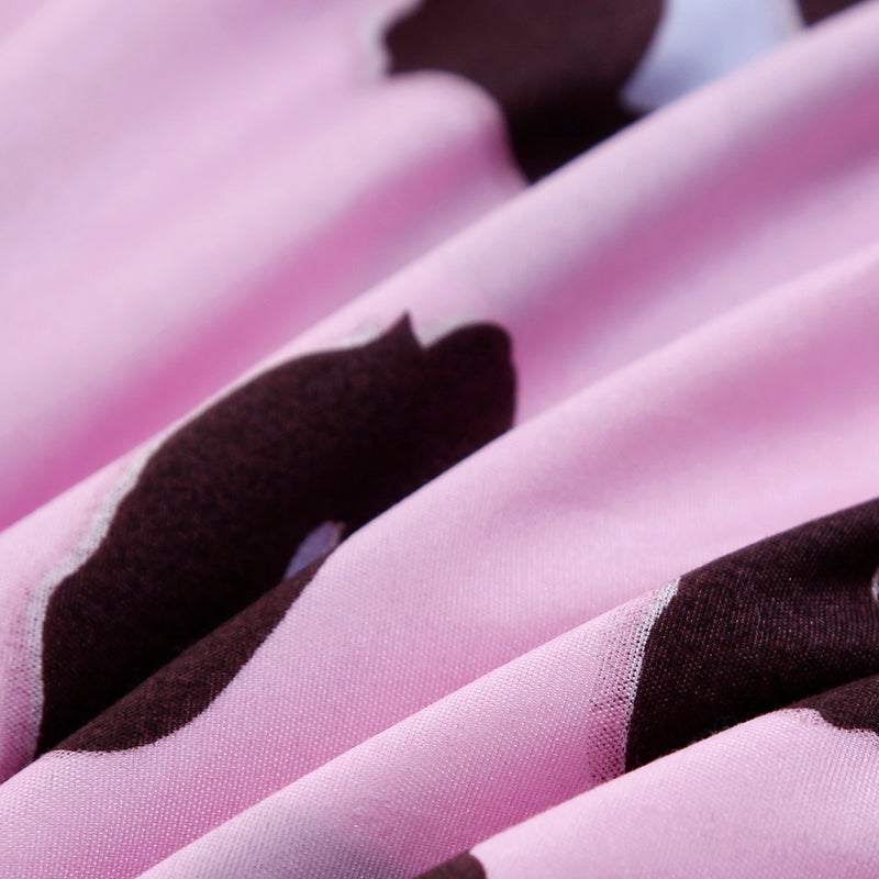 Beauenty 4-Piece Printed Bedding Set Polyester Pink/Black - Image 5