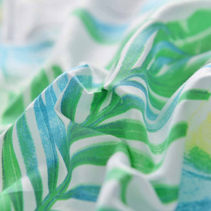 Beauenty 4-Piece Leaves Printed Bedding Set Polyester White/Grey/Green - Image 5