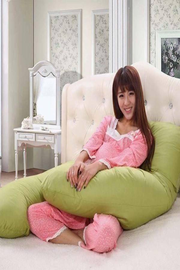وسادة حمل نموذجية على شكل حرف U قطن أخضر ليموني 80x120سم  - Image 3