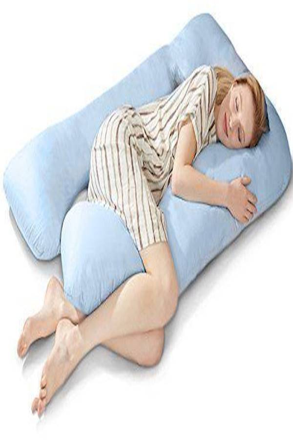 U Shape Maternity Pillow cotton Blue 12x80cm  - Image 5