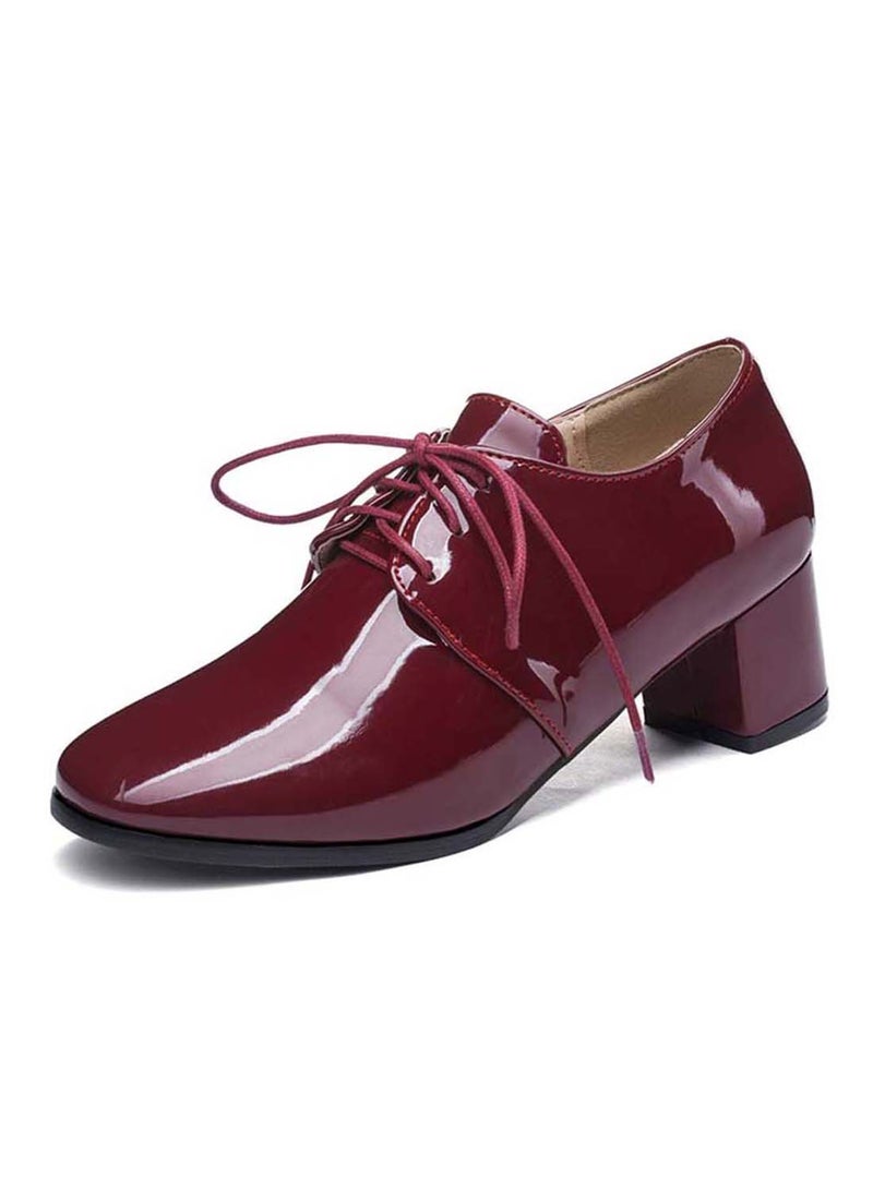 HUSK'SWARE - Leather Lace-Up Formal Shoes Maroon - Image 1