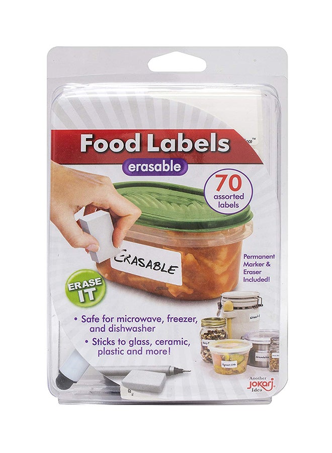 Jokari Label Erasable Food Labels With Markers, 70 Assorted Labels