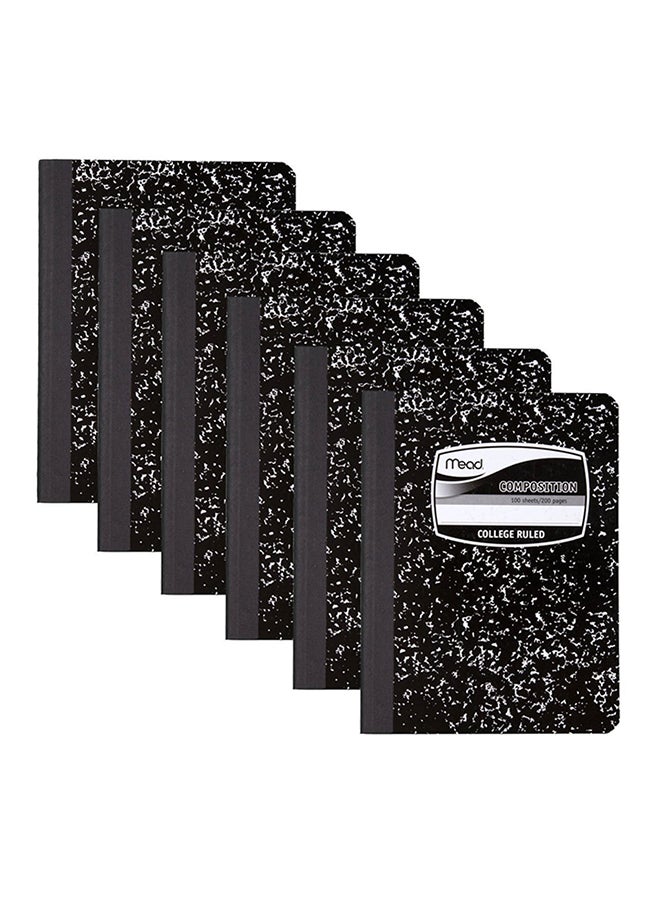 9932 Square Deal Composition Book, 100-Count, College Ruled, Black Marble (09932) 6 Pack
