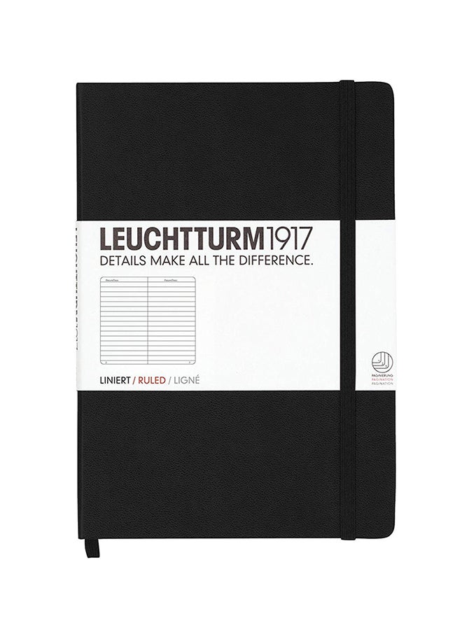 LEUCHTTURM1917 - Leuchtturm1917 Medium Size Hardcover A5 Notebook, Ruled Pages, Black - Image 1