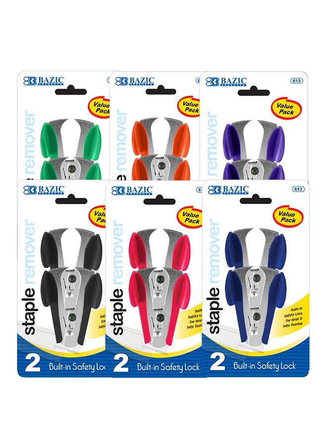 Claw Style Staples Remover W/Safety Lock (2/Pack) (Colors May Vary)