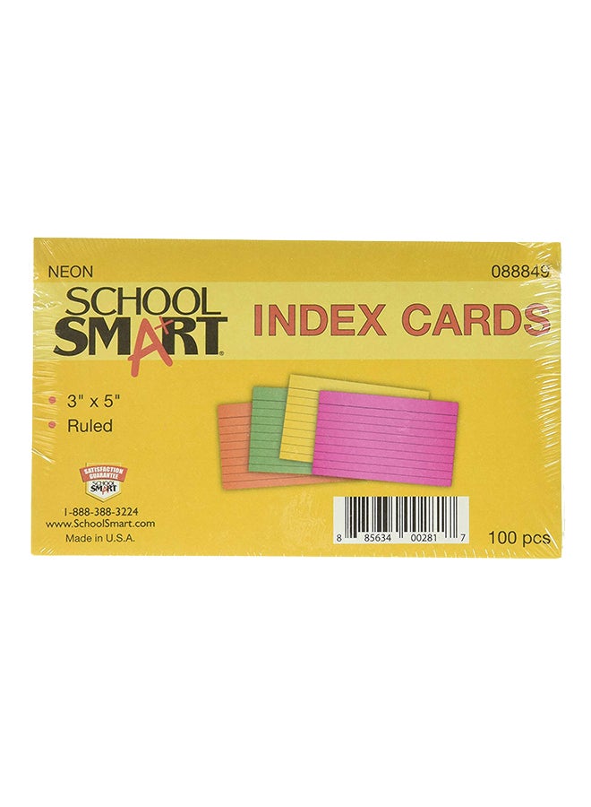 School Smart School Smart Heavyweight Ruled Index Cards- 3 X 5 Inches- Pack Of 100- Assorted Neon Colors 