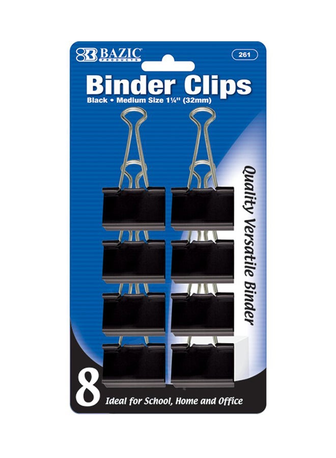 8 -piece Medium Binder Clip 32 mm Black