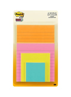 Post It Post-It Super Sticky Notes, 2X Sticking Power, Assorted Sizes, Miami Collection, 4 Pads Per Pack, 45 Sheets Per Pad (4622-Ssmia) 