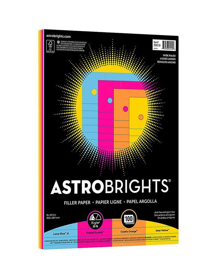 Astrobrights Wide-Ruled Filler Paper, 8