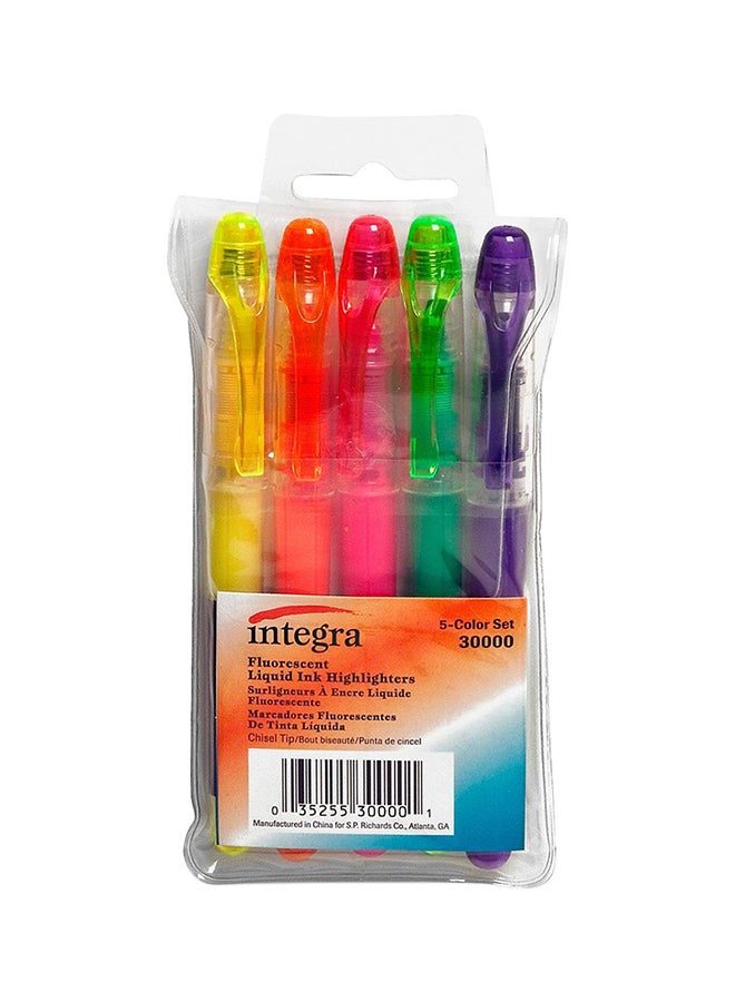 Liquid Ink Highlighter, Chisel Tip, 5/Set, Assorted (Ita30000)