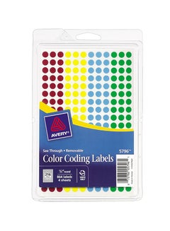 AVERY Avery Assorted Removable See-Through Color Dots, 0.25-Inch Round, Pack Of 864 (5796) 