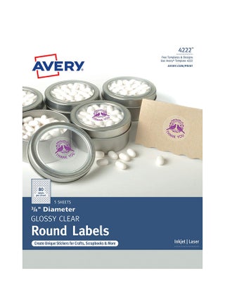 Avery Glossy Clear Print-To-The-Edge Round Labels, 3/4 - v1555065329/N22191745A_1