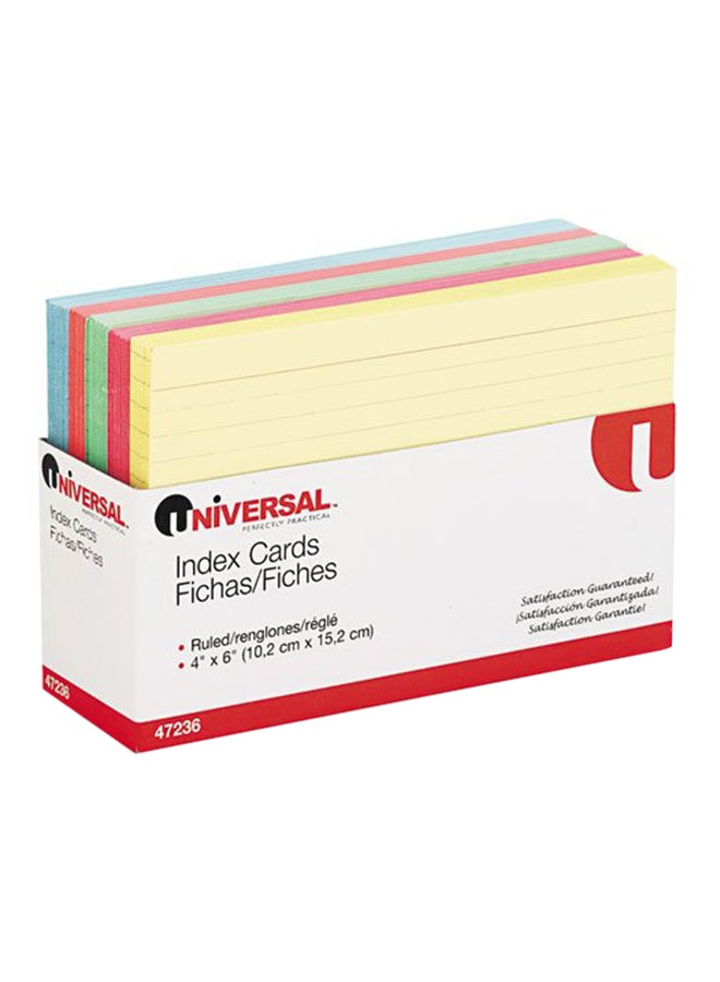 UNIVERSAL Index Cards 4 X 6 Blue/Salmon/Green/Cherry/Canary 100/Pack 