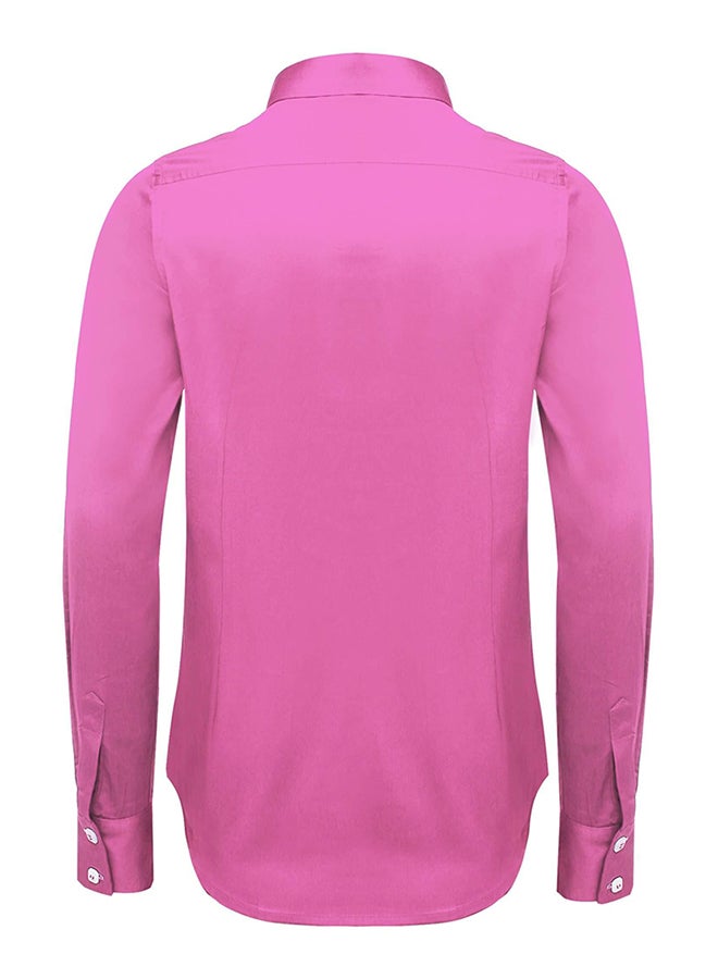 COOFANDY Men Fashion Dual Turn Down Collar Long Sleeve Solid Cotton Button Down Casual Shirts Pink - Image 2