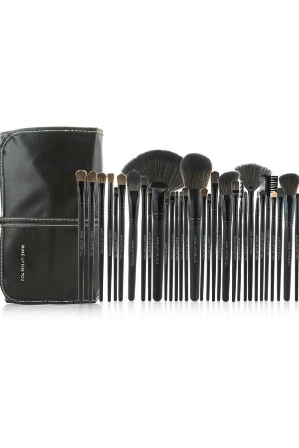 32-Piece Professional Make Up Brush Set Black/Brown