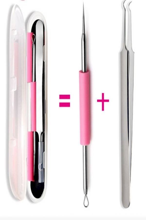 Generic 2-Piece Blemish Remover Tool Pink/Silver  - Image 2