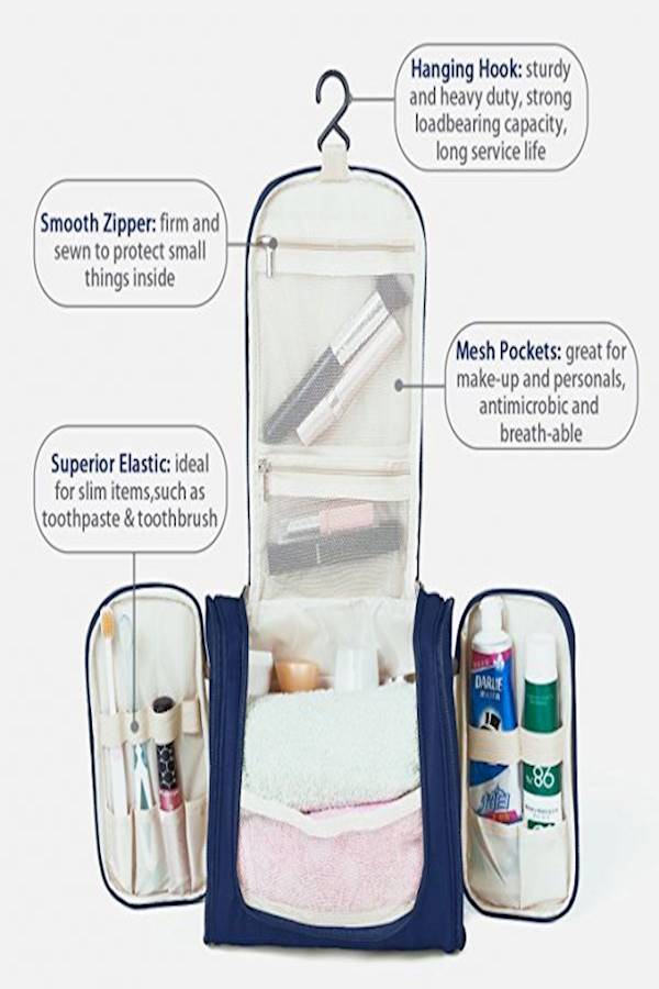 حقيبة متعددة الوظائف ومحمولة لمستحضرات التجميل ولوازم العناية الشخصية مناسبة للسفر أزرق - Image 5