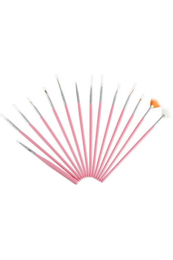 طقم فراشي رسم احترافية من 15 قطعة وردي / فضي - Image 2