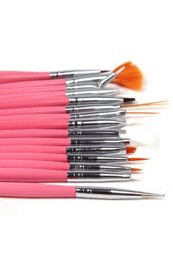 طقم فراشي رسم احترافية من 15 قطعة وردي / فضي - Image 3