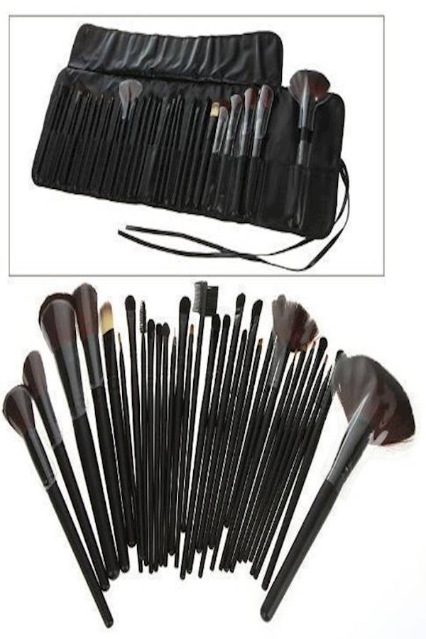 32-Piece Cosmetic Makeup Eyeshadow Soft Brush With Holder Bag - Image 3