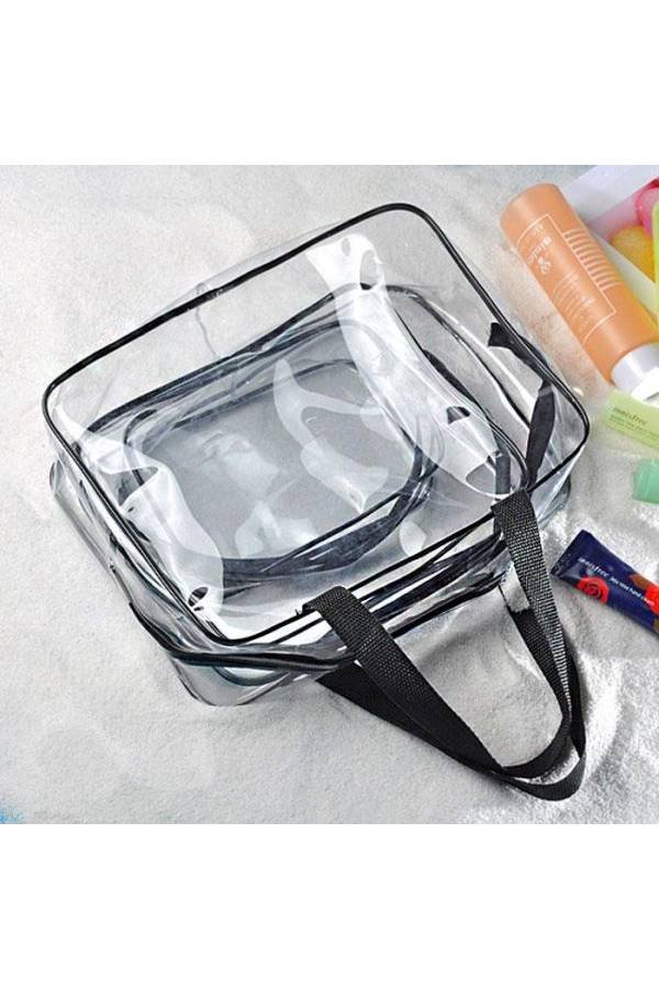 طقم حقائب تنظيم المكياج متعددة لاستخدامات مكوّن من 3-قطع شفاف/ أسود - Image 2