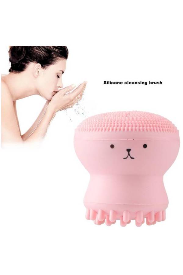 Cartoon Octopus Face Wash Brush Pink - Image 4