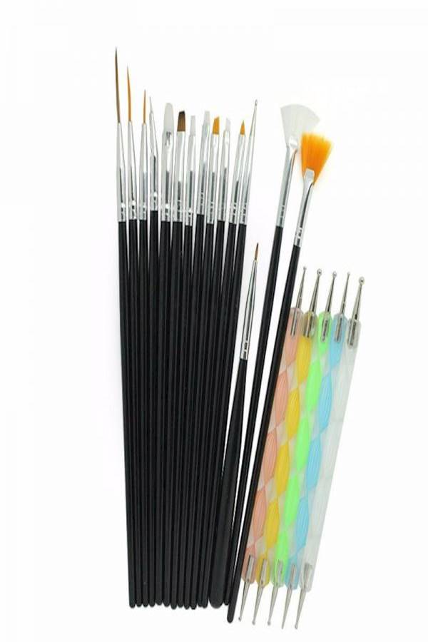 20-Piece Nail Art Set Black/Silver/Orange - Image 2