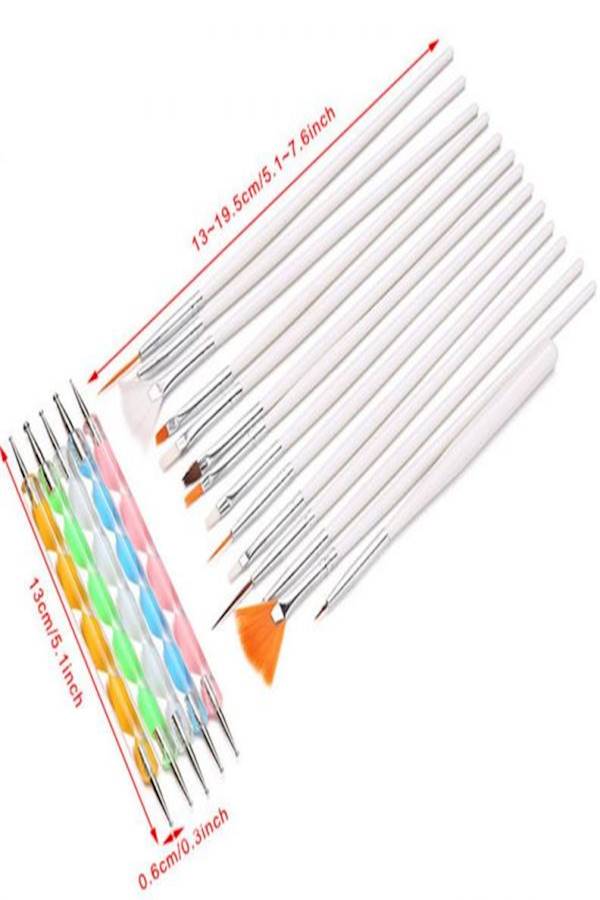 20-Piece Nail Art Set Black/Silver/Orange - Image 3